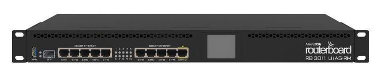 Router MikroTik RB3011UIAS-RM L5 10xGig LAN 1xSFP  LCD 1xUSB 3.0  Rack19"