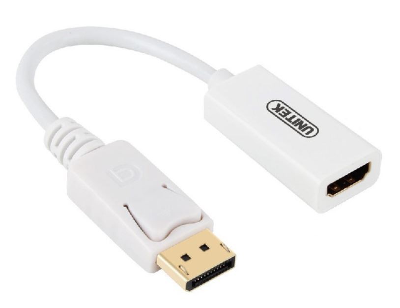 Adapter DisplayPort męski na HDMI żeński  Unitek 4K  Biały