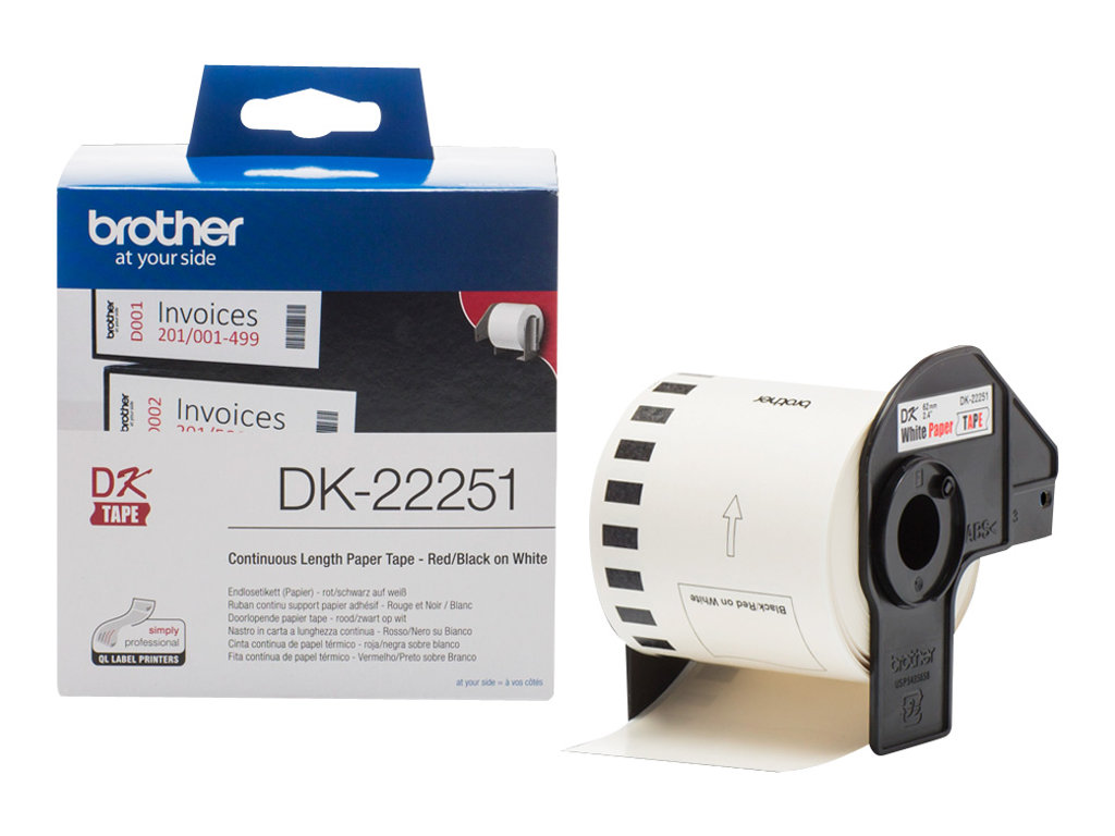 Taśma do drukarki etykiet Brother DK22251  Continuous Paper Tape Black & Red on white 62mm