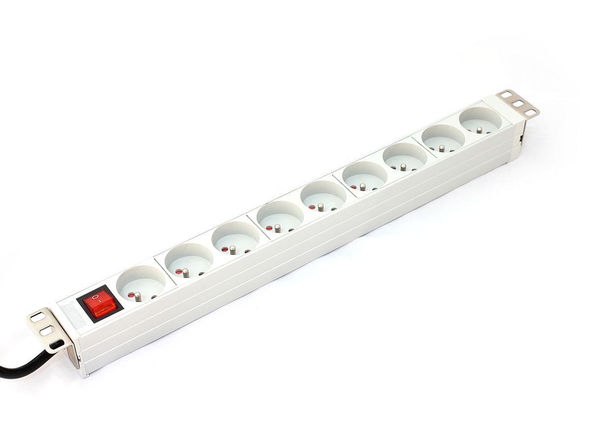 Listwa zasilająca Digitus 19", 1U, 9 gniazd, moc: 10A, 2500W,  2m