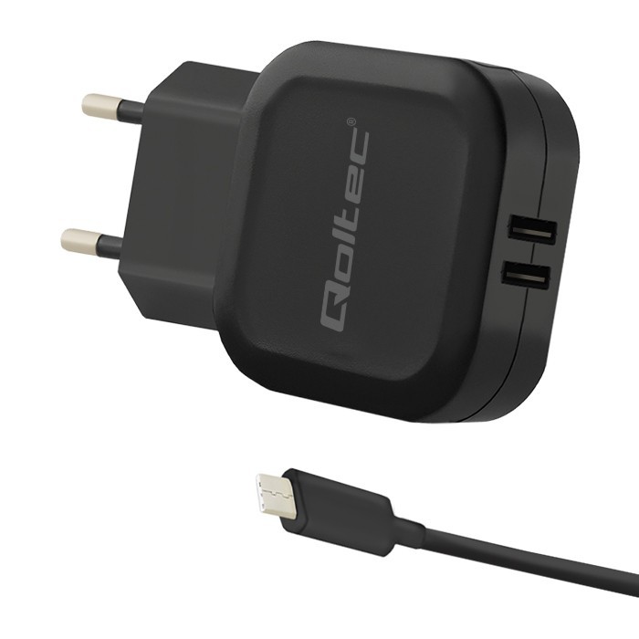 Ładowarka Sieciowa  USB   5V 3.4A + kabel USB Type-C  Qoltec