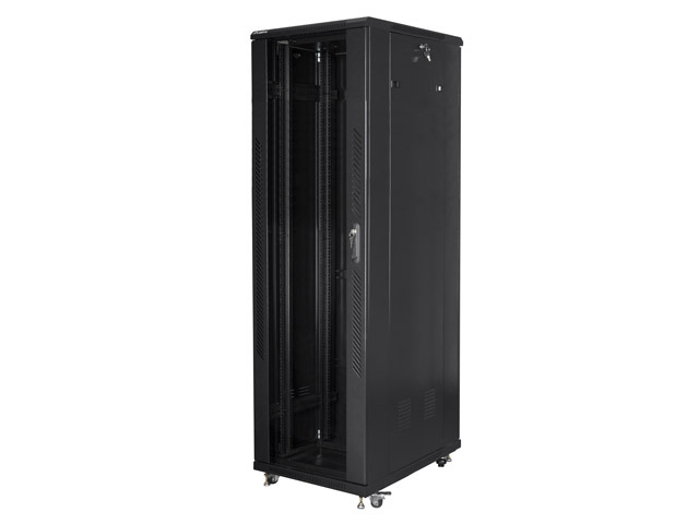 Szafa stojąca rack 19" 42U 600x1000mm czarna (drzwi przednie szklane)  Lanberg