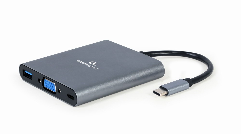 Adapter USB Type-C męski na HDMI żeński + USB 3.0 + Audio + Czytnik kart + USB-C PD  Gembird
