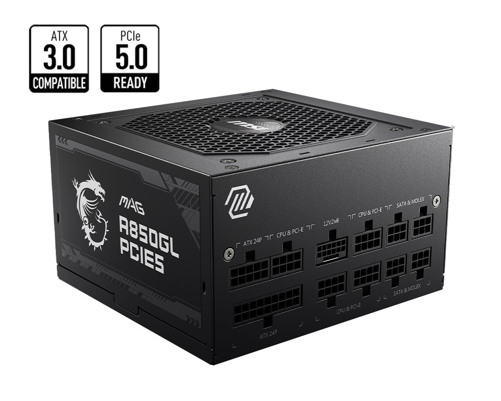 Zasilacz ATX   850W  MSI MPG A850GL PCIE5 Modularny  80 Plus Gold