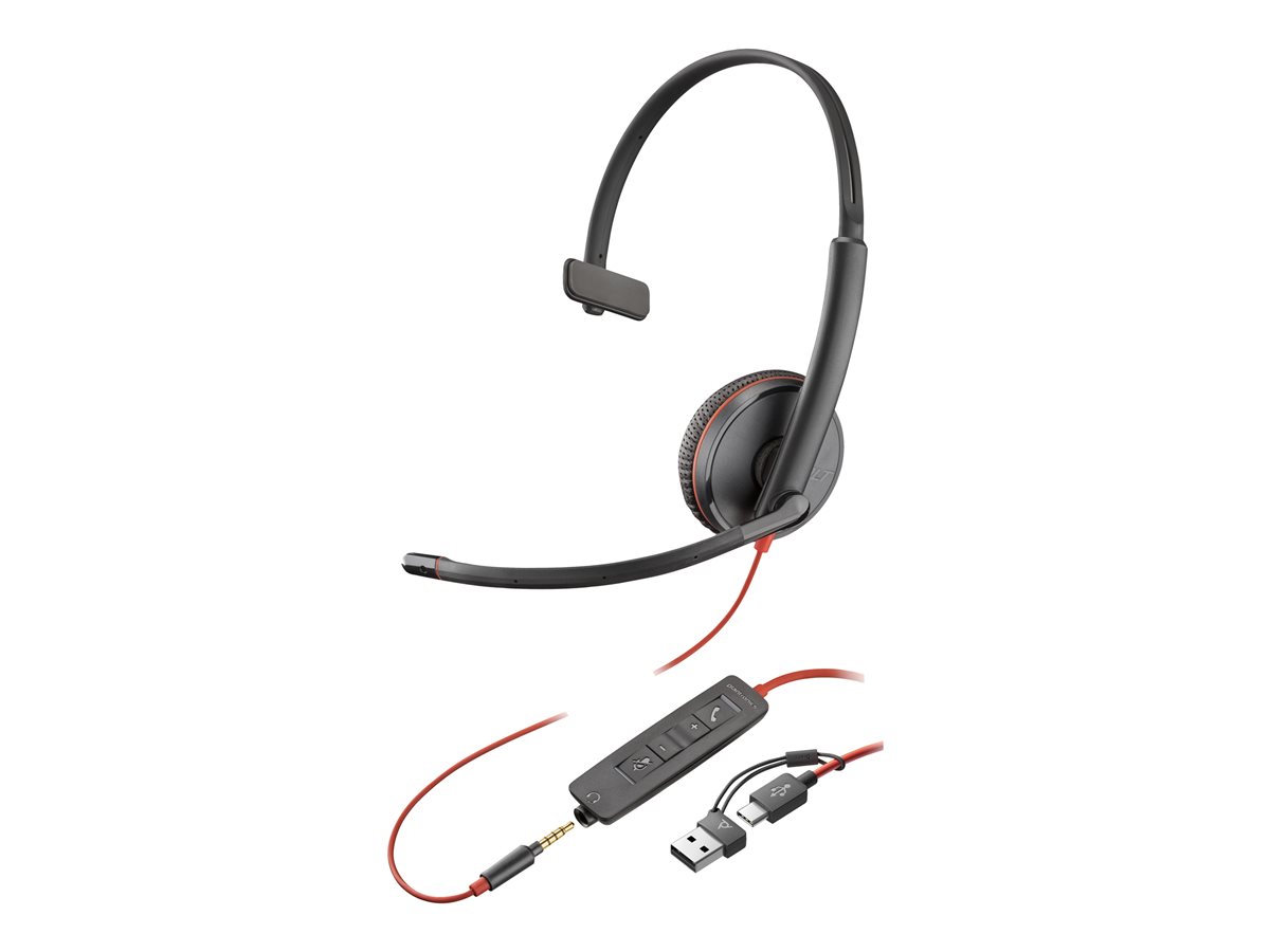 Słuchawka Poly Blackwire 3215 USB-C + 3,5mm jack + Adapter USB-C/A
