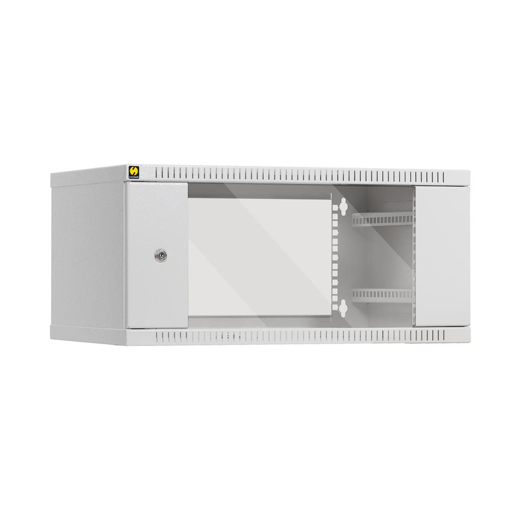 Szafa wisząca rack 19"   4,5U 600x400mm szara (drzwi przednie szklane)  Netrack