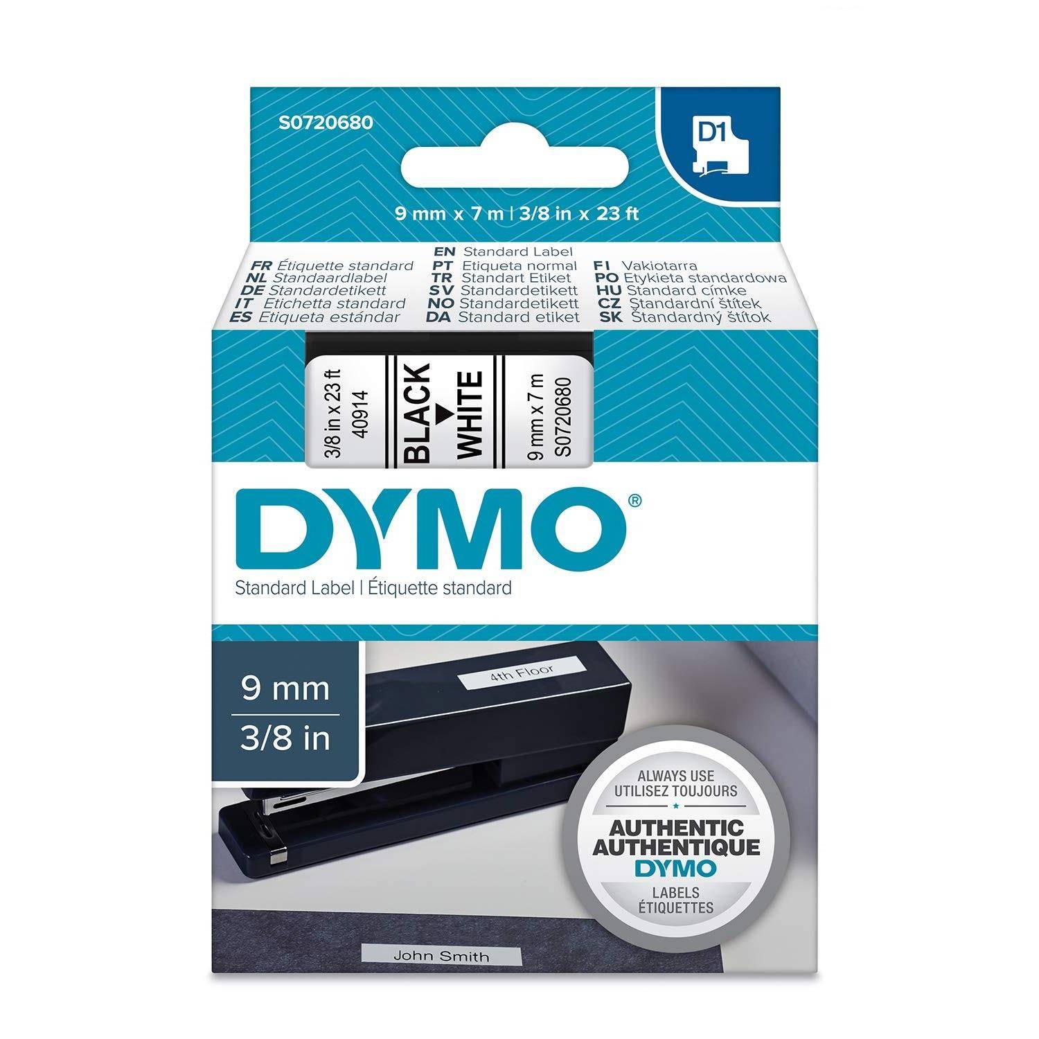 Taśma do drukarki etykiet Dymo D1  9 mm x 7 m  biała taśma/czarny nadruk