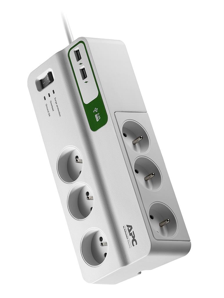 Listwa zasilająca APC Essential SurgeArrest  6 gniazd  2 x USB  1.8m  Biała