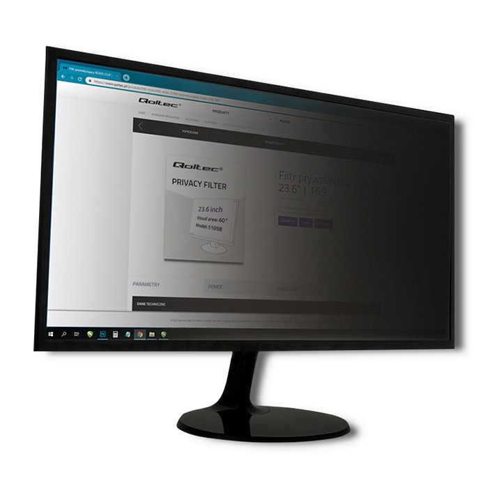 Filtr prywatyzujący Qoltec RODO  23.8"  16:9  29.6 x 52.7 cm