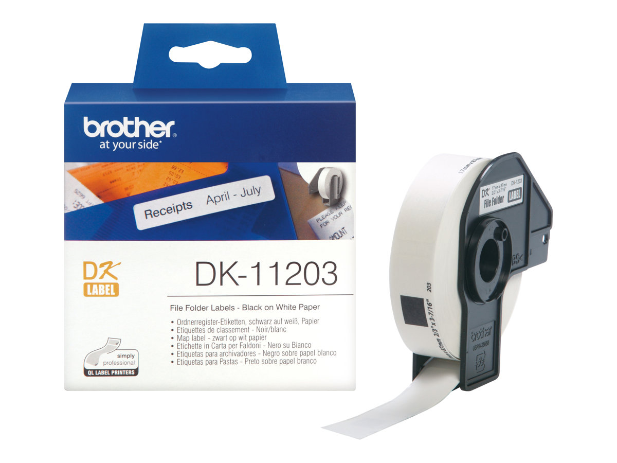 Taśma do drukarki etykiet Brother DK11203  Etykieta foliowa na segregatory 17mm x 87mm 300 szt.