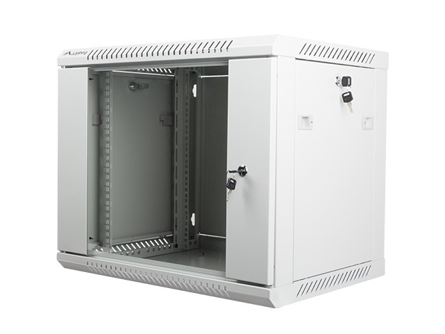 Szafa wisząca rack 19''   9U 600x450mm szara (drzwi przednie szklane) Langberg