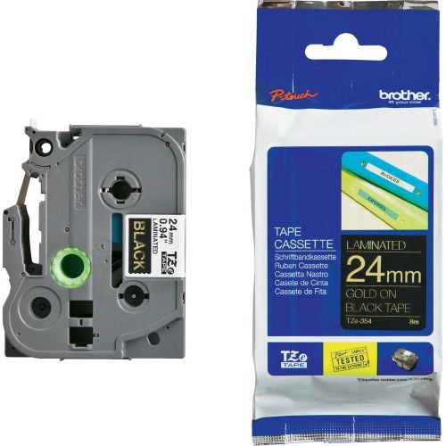 Taśma do drukarki etykiet Brother TZE354  24mm Złoty na Czarnym - obrazek 2