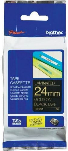 Taśma do drukarki etykiet Brother TZE354  24mm Złoty na Czarnym - obrazek 3