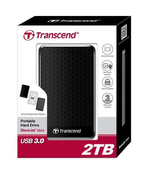 HDD  USB 3.0  2TB Transcend StoreJet 25A3  Wstrząsoodporny  Czarny - obrazek 5