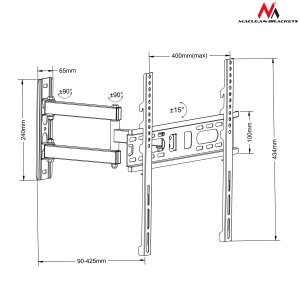 Uchwyt do mocowania LCD 26" - 55" - 35 Kg  - Ścienny uchylny; dwuramienny  Maclean - obrazek 5