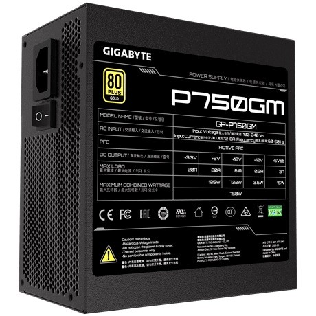 Zasilacz ATX 750W Gigabyte P750GM Modularny 80 Plus Gold - obrazek 2