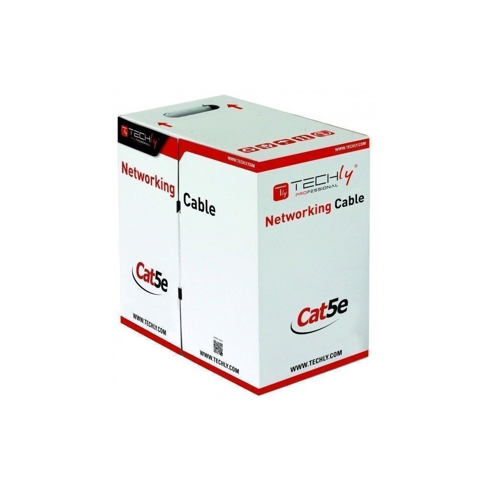 Kabel sieciowy UTP skrętka zewnętrzna, Drut 305 m kat. 5E  CCA  Czarny  Techly