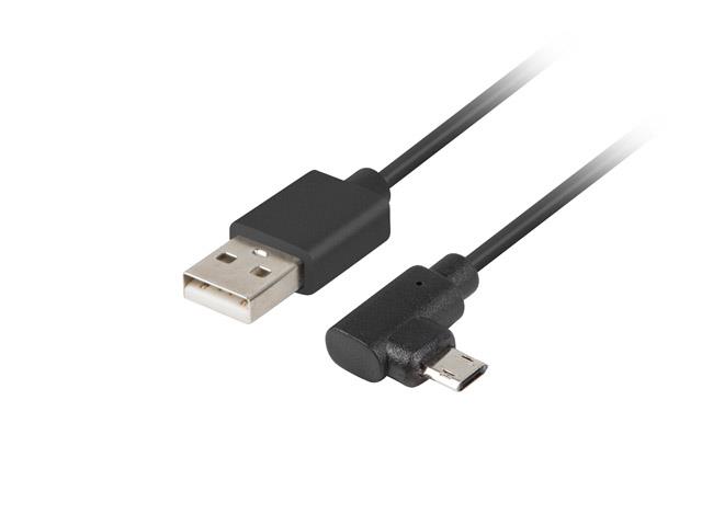 Kabel USB 2.0 męski A na microUSB męski  1.8 m  kątowy lewo/prawo  Lanberg
