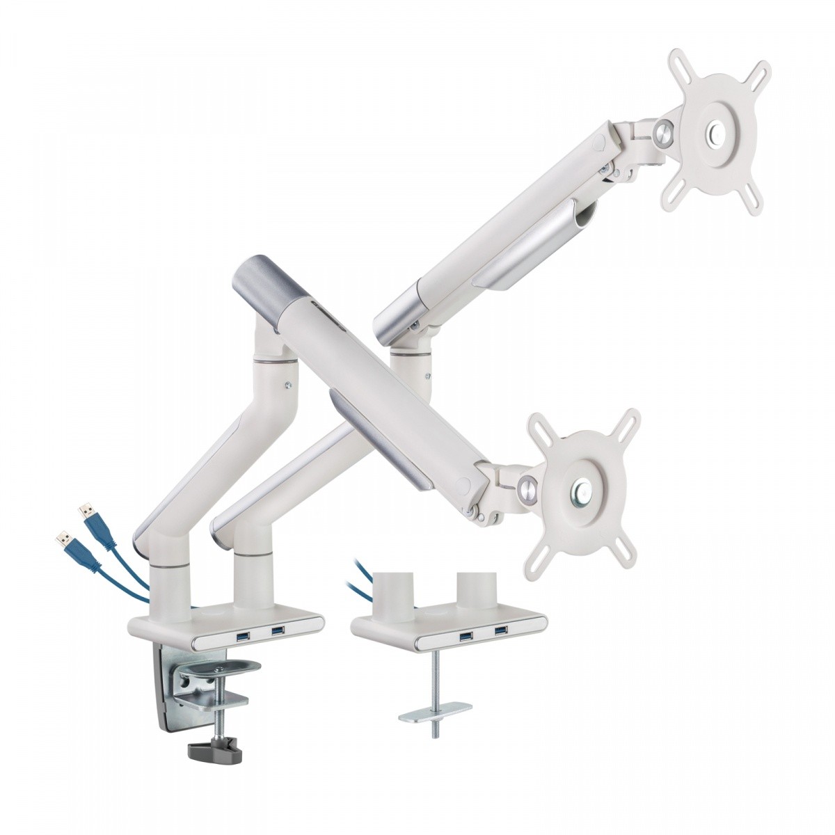 Uchwyt do mocowania LCD 17" - 32" - 9 Kg - 2 monitory - Biurkowy; sprężyna gazowa Biały ART - obrazek 2