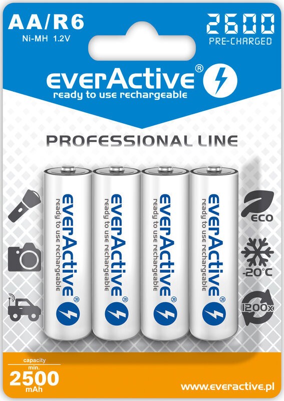 Akumulatorki AA/2600 mAh NIMH 4 szt. everActive Professional Line
