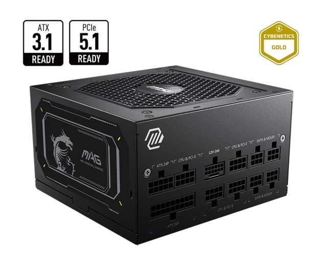 Zasilacz ATX   750W  MSI MPG A750GL PCIE5 II Modularny  80 Plus Gold