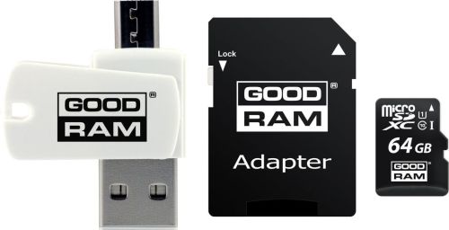 - karta pamieci MicroSD   64GB SDXC  GoodRam + Czytnik + Adapter SD!  100MB/10MB