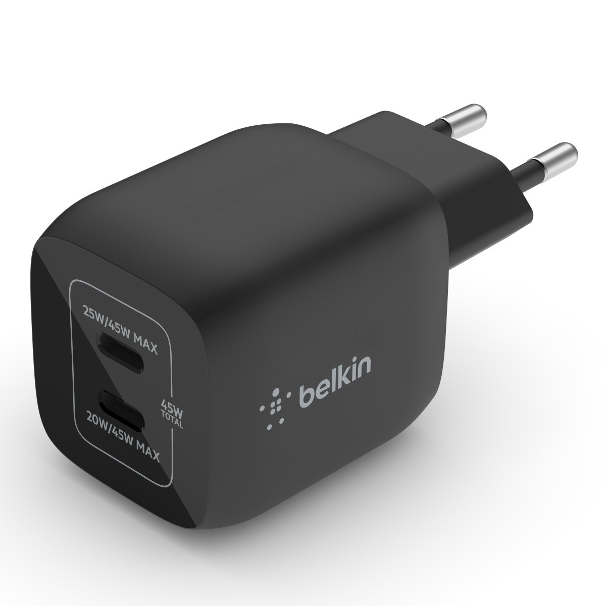 Ładowarka sieciowa USB GaN 45W 2 x USB Type-C PD Belkin Czarna - obrazek 3