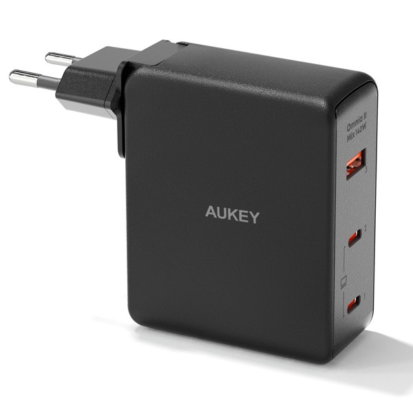 Ładowarka sieciowa  USB  GaN 170W 2 x USB Type-C + 1 x USB A  PD  Aukey  Czarna