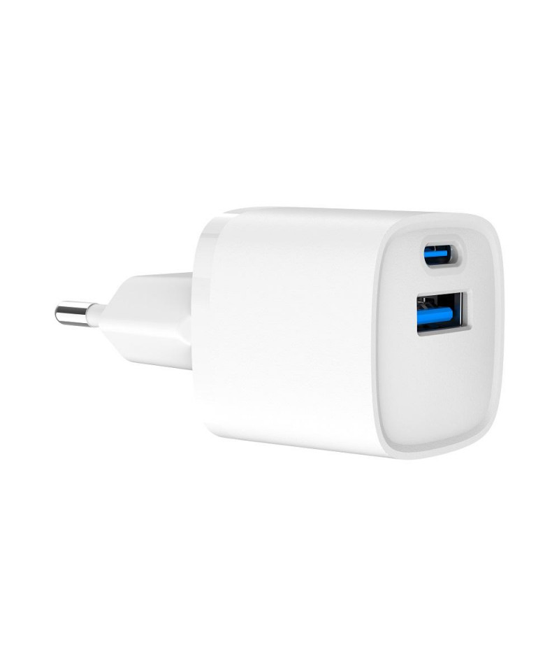 Ładowarka sieciowa USB 20W 1 x USB Type-C + 1 port USB-A QC 3.0 Gembird Biała - obrazek 2