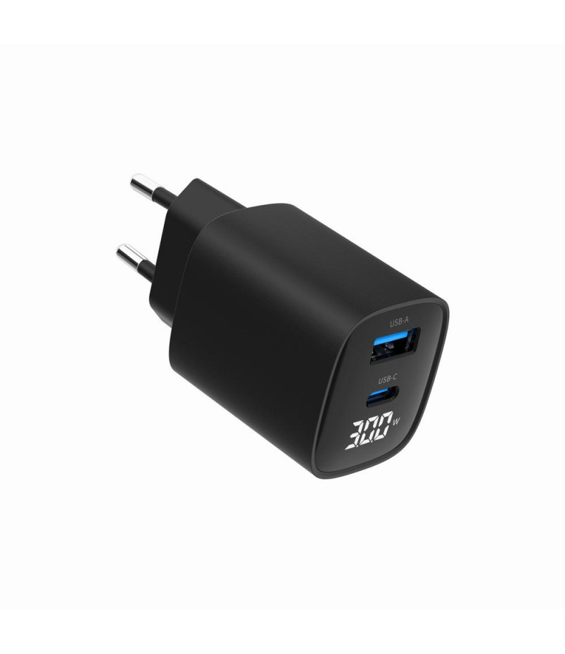 Ładowarka sieciowa USB 30W 1 x USB Type-C + 1 port USB-A QC 3.0 Gembird Czarna - obrazek 3