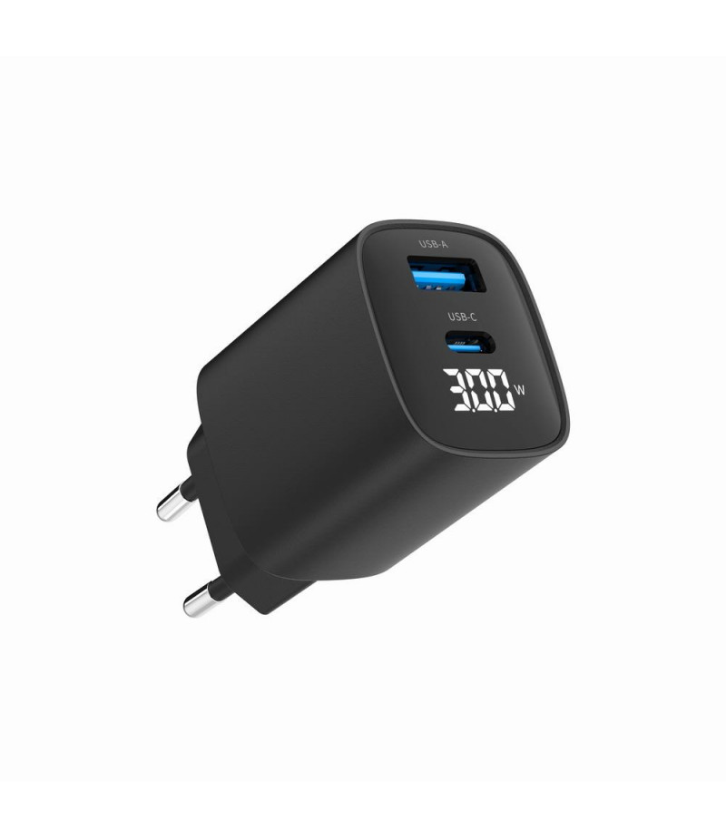 Ładowarka sieciowa USB 30W 1 x USB Type-C + 1 port USB-A QC 3.0 Gembird Czarna - obrazek 2