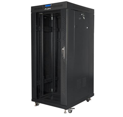 Szafa stojąca rack 19" 27U 800x1200mm czarna (drzwi przednie szklane) LCD  Lanberg