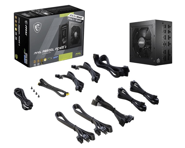 Zasilacz ATX 850W MSI MPG A850GL PCIE5 II Modularny 80 Plus Gold - obrazek 5