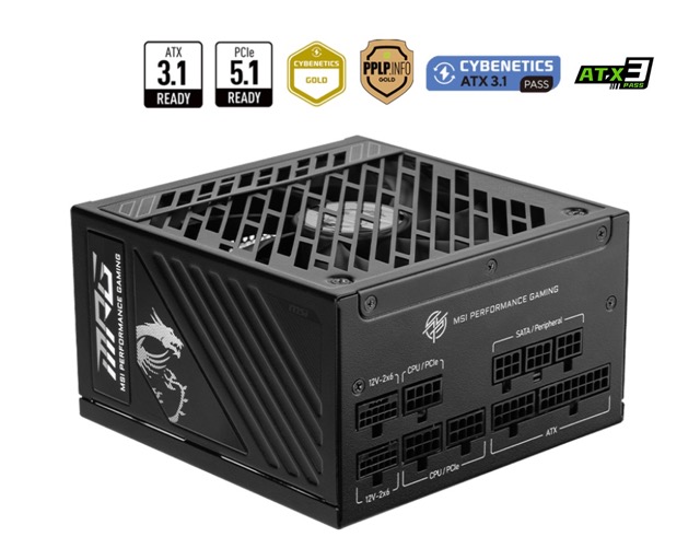 Zasilacz ATX   850W  MSI MPG A850GS PCIE5 Modularny  80 Plus Gold