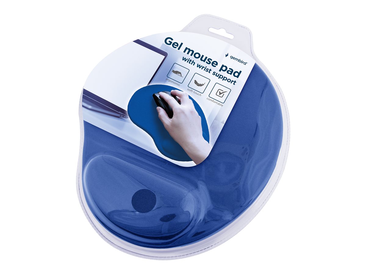 Podkładka pod mysz z żelową podpórką na nadgarstek Gembird Niebieska - obrazek 2