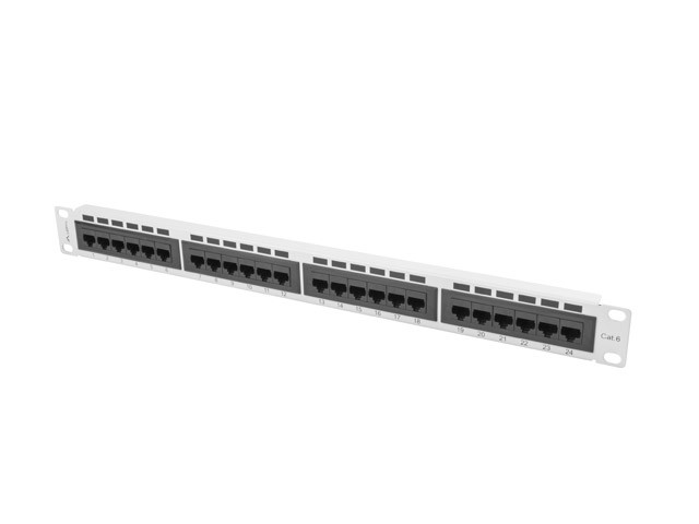 Patchpanel 19" 1U 24 porty kat.6 UTP Szary  Lanberg