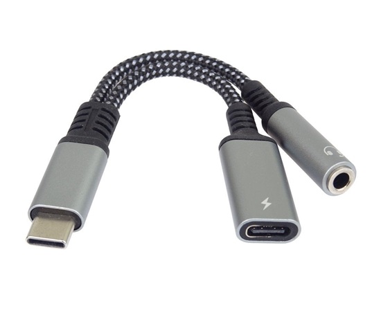 Adapter USB Type-C męski na Mini Jack Stereo żeński  DAC z zasilaniem USB-C  PremiumCord