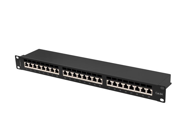 Patchpanel 19" 1U 24 porty kat. 6A FTP z organizerem kablowym Lanberg Czarny - obrazek 5
