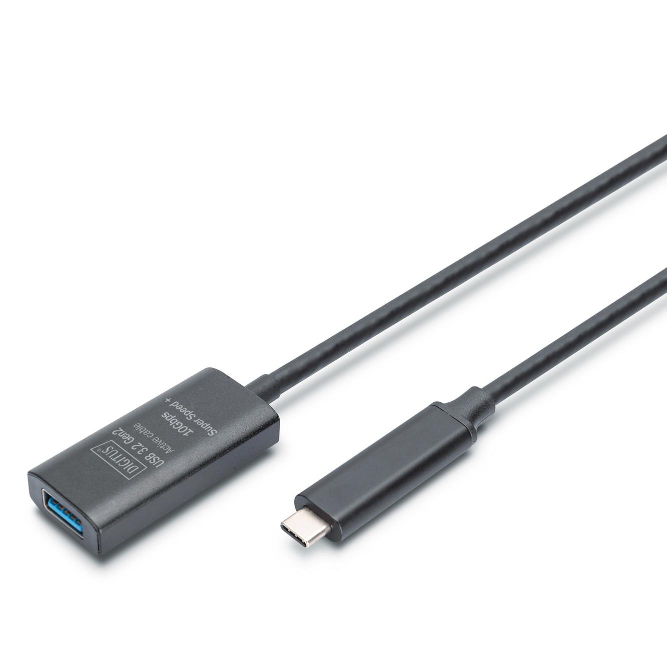 Kabel USB Type-C męski na USB-A żeński  przedłużacz 5.0 m aktywny  Digitus