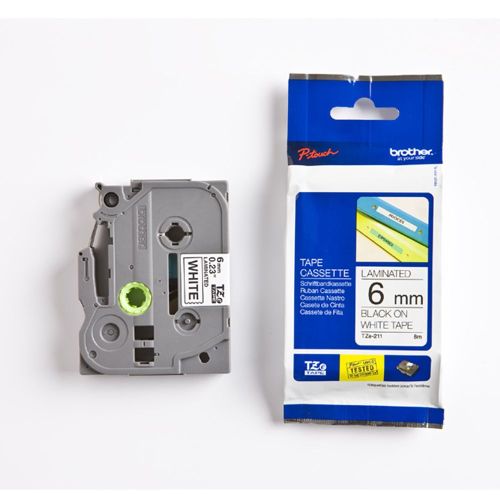 Taśma do drukarki etykiet Brother TZe211 6mm Czarne na Białym - obrazek 4