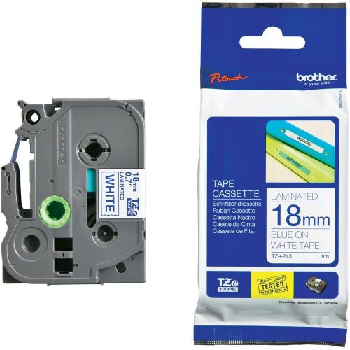 Taśma do drukarki etykiet Brother TZE243 18mm Niebieski na Białym - obrazek 4