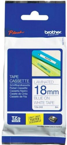 Taśma do drukarki etykiet Brother TZE243 18mm Niebieski na Białym - obrazek 3