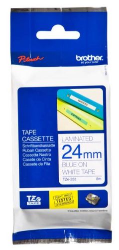 Taśma do drukarki etykiet Brother TZE253 24mm Niebieski na Białym - obrazek 3