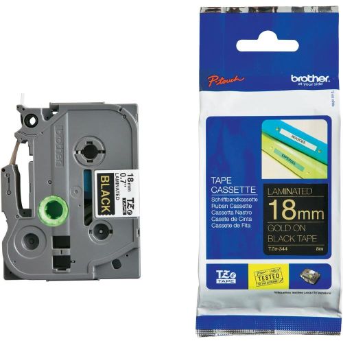 Taśma do drukarki etykiet Brother TZE344 18mm Złoty na Czarnym - obrazek 2