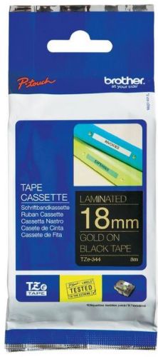 Taśma do drukarki etykiet Brother TZE344 18mm Złoty na Czarnym - obrazek 3