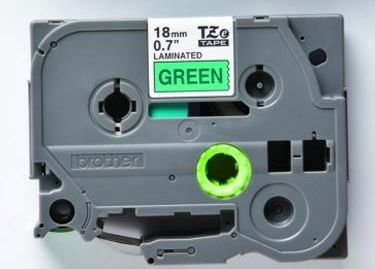 Taśma do drukarki etykiet Brother TZe741 18mm Czarny na Zielonym - obrazek 4