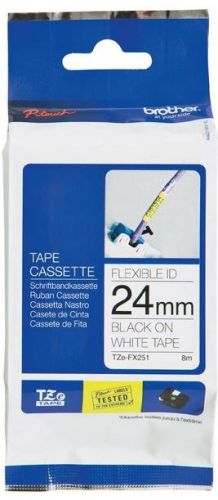 Taśma do drukarki etykiet Brother TZEFX251 24mm Czarny na Białym Flexible - obrazek 3