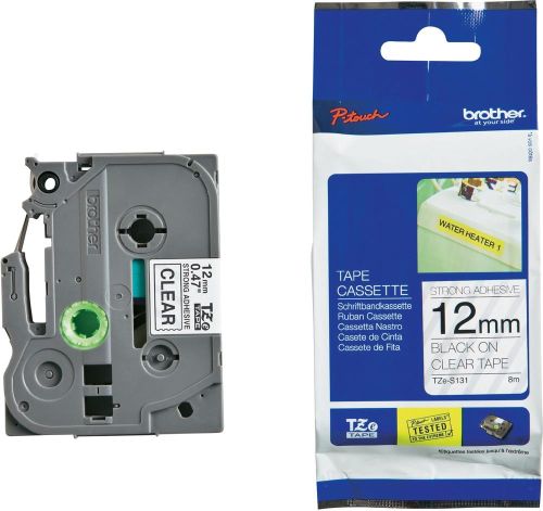 Taśma do drukarki etykiet Brother TZES131 12 Czarny na Przeźroczystym - obrazek 2