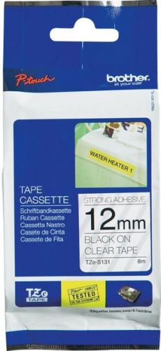 Taśma do drukarki etykiet Brother TZES131 12 Czarny na Przeźroczystym - obrazek 3