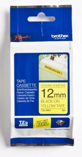 Taśma do drukarki etykiet Brother TZeS631 12mm Czarny na Żółtym - obrazek 3